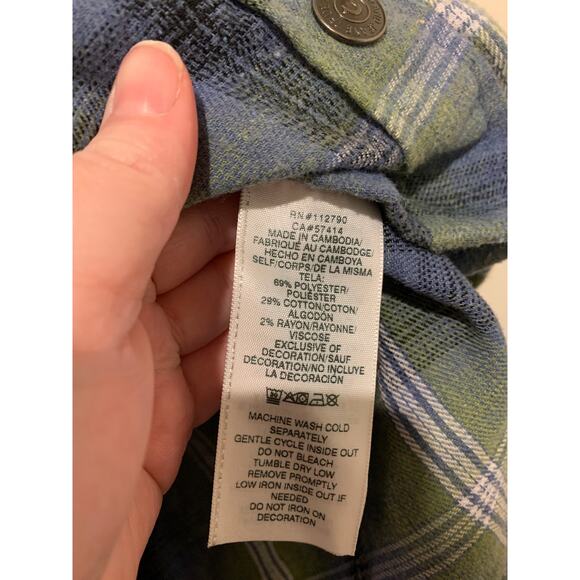 True Religion Long Sleeve Button Down Shirt Graphic Large Letter Medium Plaid - Picture 7 of 9